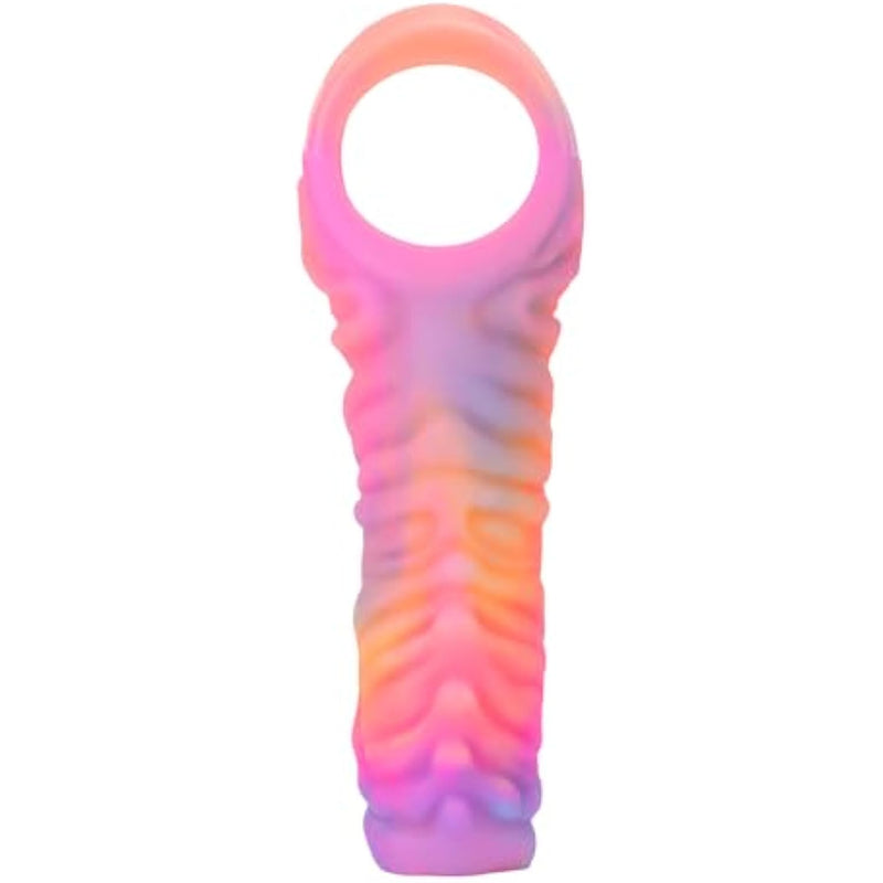 Monster Penis Sleeve Girth Enhancer for Men Reusable Pennis Sleeve Girth Enhancer, Pennis Extender Sleeves Monster Pennis Sleeve Girth Enhancer with Penis Ring for Sex (Pink)