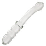 Luxury Dual-Ended Glass Dildo - Intense Orgasms, G-Spot & P-Spot Stimulation - Beaded End, Curved Tip - Nonporous & Body-Safe - Hand-Blown Glass - Hypoallergenic - Temperature Play - Anal Or Vaginal