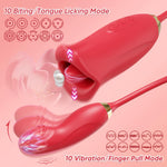 4-in-1 Rose G-Spot Vibrator for Women, 10 Tongue Licking & Finger Vibrations