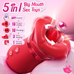 5-in-1 Rose Vibrator with Suction, Licking & App Control for Clit, Nipple & Anal