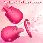 2-in-1 Rose Vibrator – Licking & Suction Stimulator for Clitoral & Nipple Pleasure