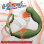 C-Shaped Prostate Massager with Dual Cock Rings & Remote Control for Couples