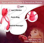 Healexcer Vibrating Cock Ring with Rose Stimulator & Testicle Massager – 9 Modes