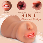 3-in-1 Male Masturbator with Realistic Mouth, Vagina & Anus for Intense Pleasure
