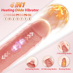 Thrusting Heated Dildo Vibrator – Realistic Silicone with Licking & Rabbit Stimulator