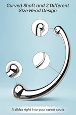 Dual-Ended Metal Dildo Wand for G-Spot & Anal Massage, Curved Design for Couples