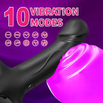Prostate Massager & G-Spot Vibrator with 10 Vibration Modes, Silicone Penis Ring