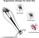 3-Piece Metal Anal Plug Set, Luxury Jewelry Design, Unisex Adult Toys (Pink)