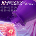 Rose Clitoral Stimulator with Licking Tongue & 10 Vibration Modes, Waterproof Toy