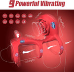 Vibrating Cock Ring with Rose Clitoral & G-Spot Stimulator, 9 Vibration Modes