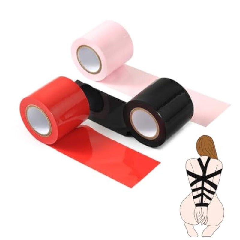 Bdsm Bondage Tape Set 3 Rolls Sex Restraints Toys Reusable Static Electrostatic Tape Pvc Fetish Sm Adult Toy For Men And Women