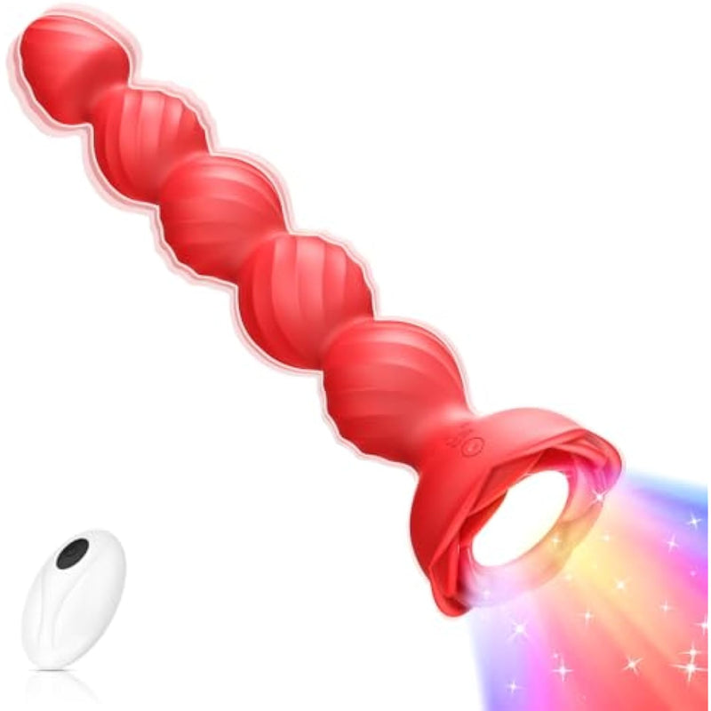 Anal Beads Vibrators 10 Vibration Modes Silicone Anal Plug Butt Plug Anal Vibrators Prostate Massager Adult Sex Toys For Women Men And Couples (Red)