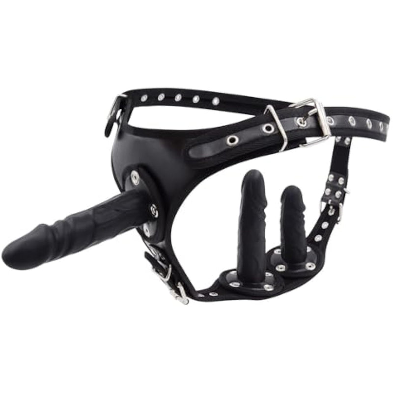 Strap On Dildo With Bondage Harness Belt Sex Toys, Strapon 3 Removable Silicone Dildos Consoladores, G-Spot Stimulator Strap On Harness For Women & Lesbian Dildo Harness Silicone Sex Toys