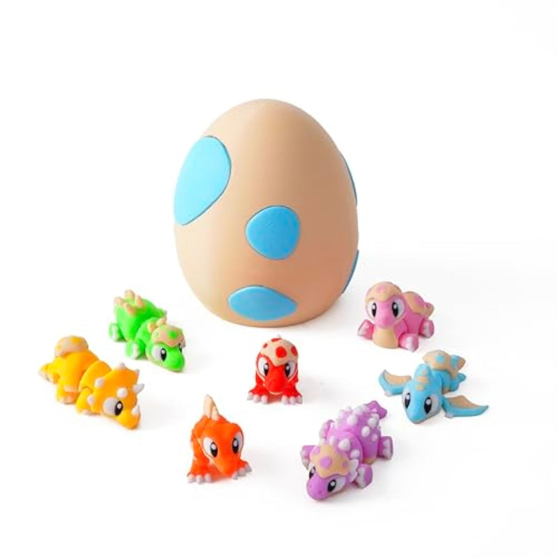 7Pcs 3D Printed Mini Dinosaur Eggs Set With Dinosaur Inside ,Articulated Flexible Fidget Toys, Mini Animal Home, Office, Executive Desk For Christmas Decoration Gift,Easter Basket Essentials Stuffers