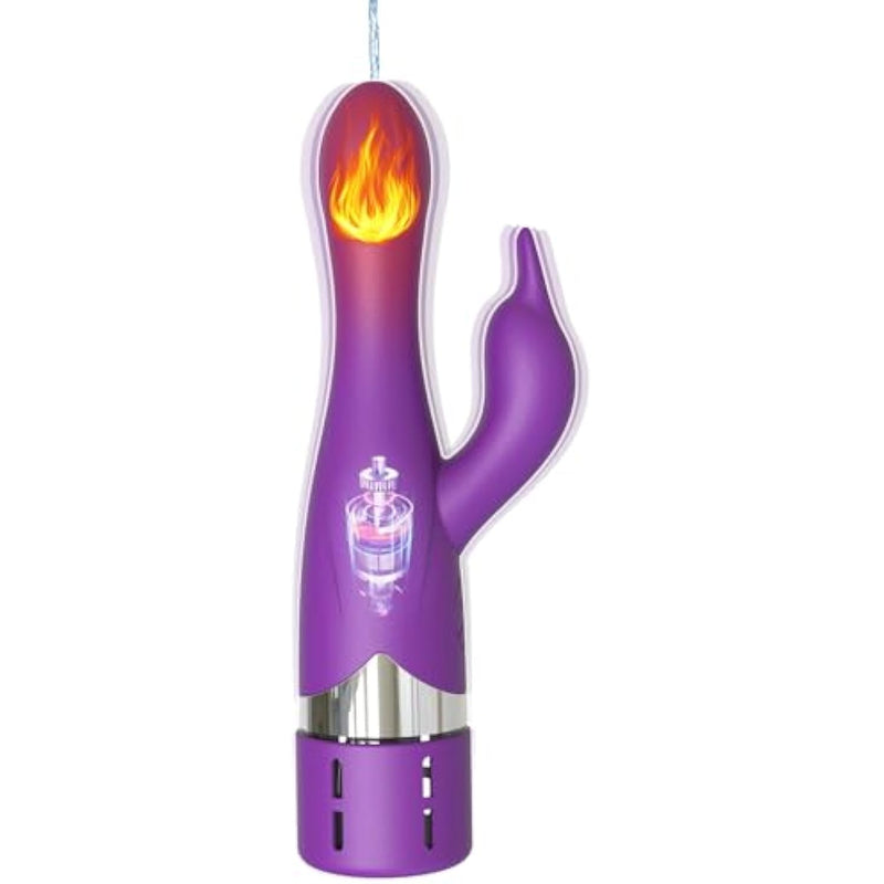 Silicone Rabbit Vibrator With 7 Vibration Modes Heating And Squirting Function Clitoral Vibrator For G-Spot And Nipple Stimulation Adult Sex Toy For Female Solo Or Couples Play