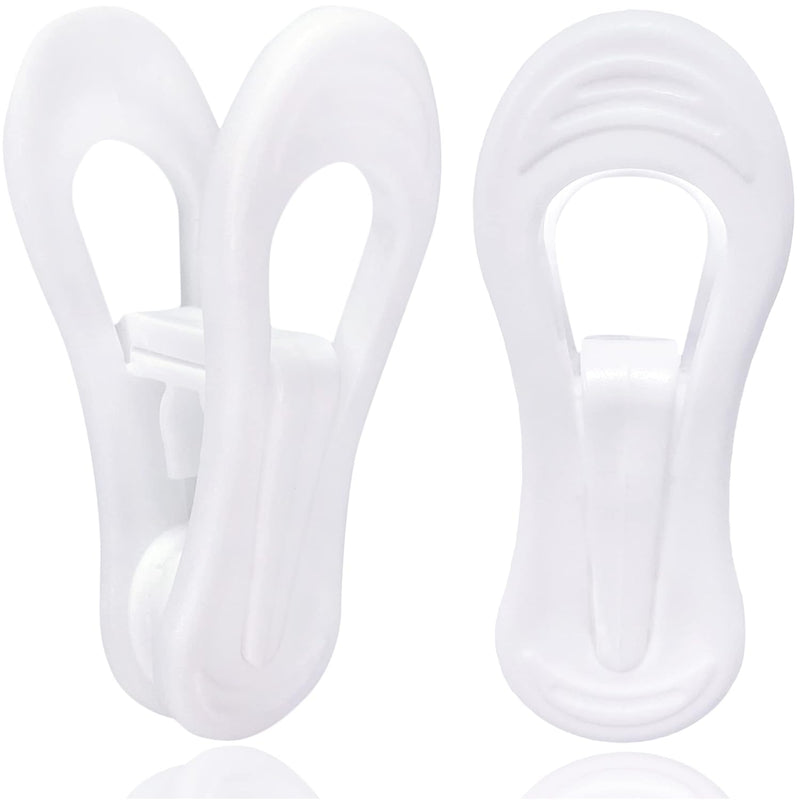 White Hanger Clips 50 Pack, Strong Plastic Hangers Clips Perfect For Plastic Clo