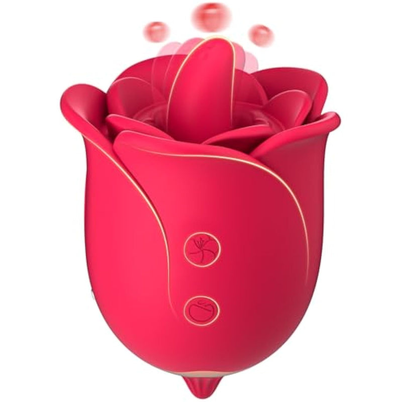 Clitoral Licking Vibrator Sex Toy For Women, Rose Sex Toy Clitoral Stimulator With 3 Tongue Licking & 10 Vibrating Modes, Female Mini Clitoris Nipple Anal Vibrator For Her Pleasure