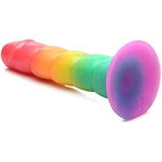 Simply Sweet Swirl Rainbow Silicone Dildo For Men Women & Couples. Colorful Swirled Strong Suction Base Dildo. 1 Piece, Rainbow.