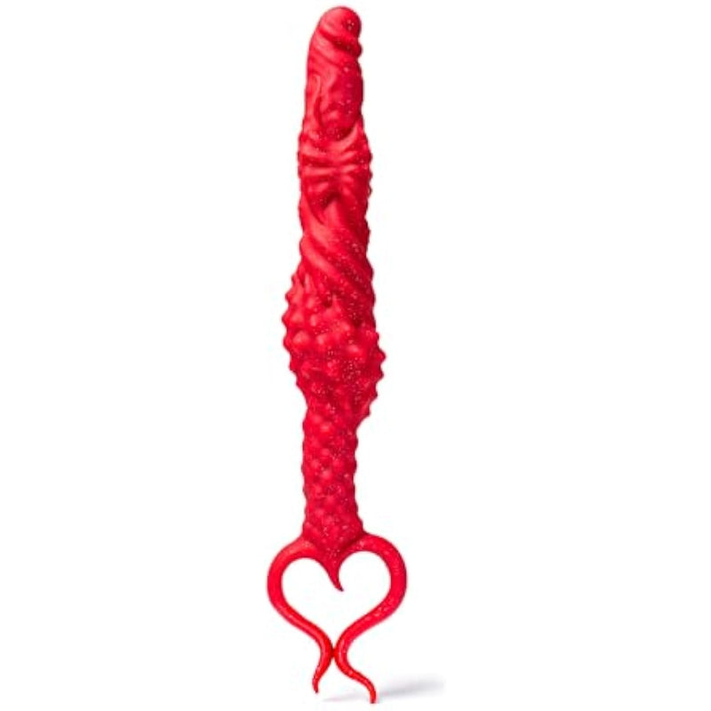 Thrusting Huge Dildo With Handle - Sword-Shaped Anal Dildo For Men Women And Couples, Silicone Adult Sex Toy For Prostate Stimulation & G-Spot, Tentacle Design In Scarlet Unisex (D303-F)
