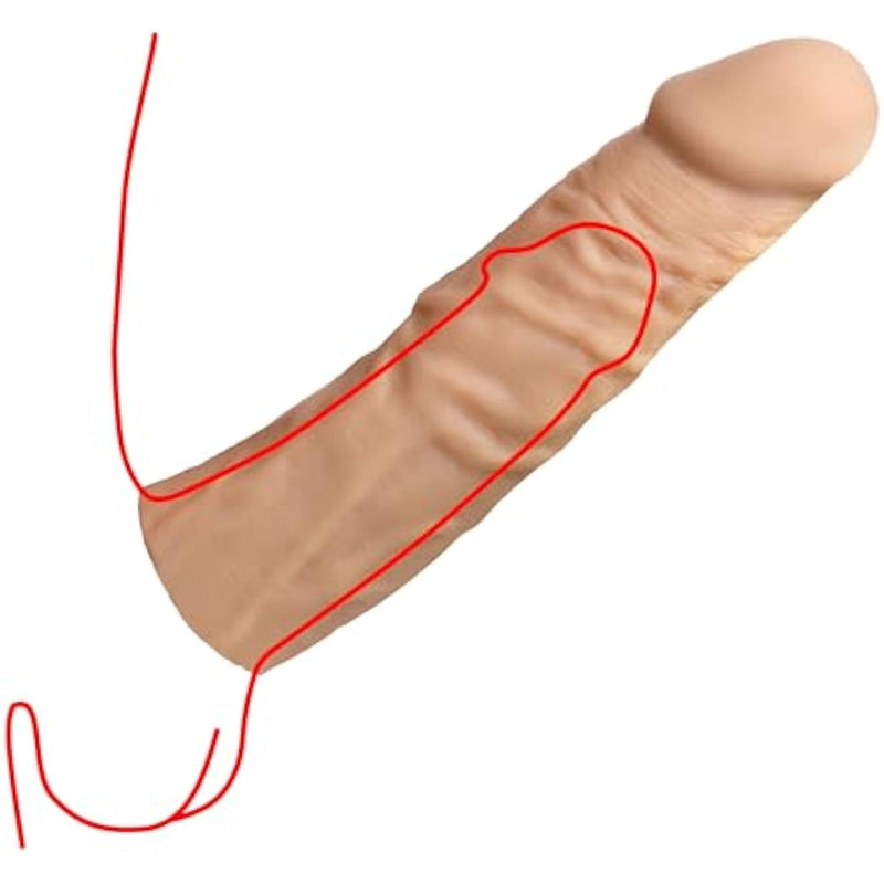 Jock Extra Long 1.5" Penis Extension Sleeve For Men & Couples. Gain Size In Seconds! Realistic Feel With Textured Sheath, Smooth And Snug Wear, Custom Length. Body-Safe Tpe. 1 Piece, Light