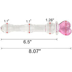 Heart Crystal Glass Pleasure Wand Dildo Penis, Pink