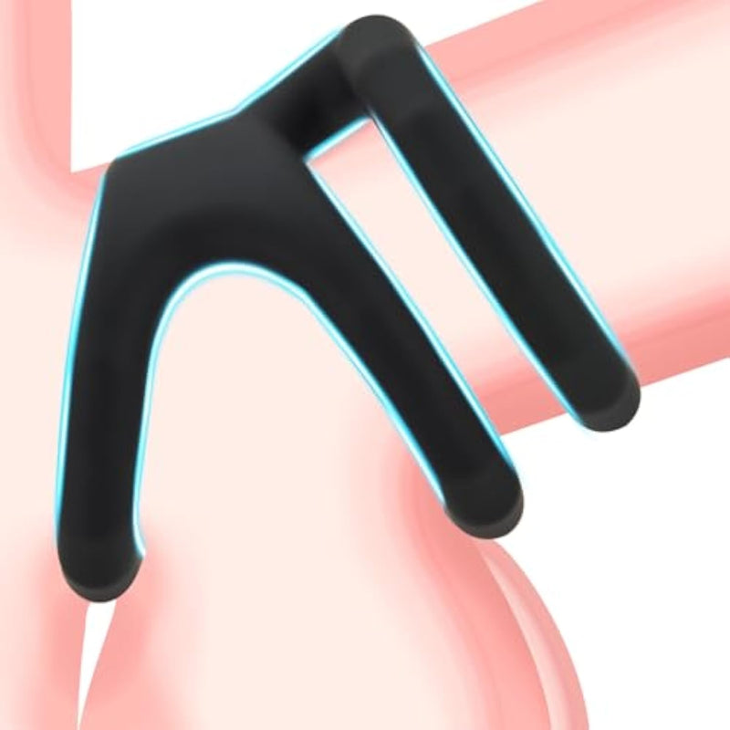 Triple Penis Ring For Men - Black Silicone Cock Ring For Harder Longer Stronger Erections - Erection Enhancing Sex Toy (M: 1.22-1.41 Inch)