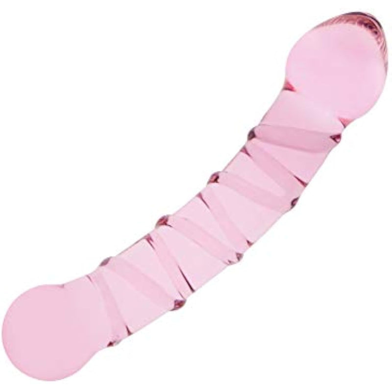 Glass Pleasure Wand, Crystal Double-Ended Dildo Penis With Raised Swirl Texture Mushroom Tip, Anal Butt Plug For G-Spot Stimulation