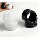 Super Soft Silicone Penis Ring Delay Ejaculation Ball Scrotum Stretcher Triple Cock Ring Erection Enhancing Bdsm Sex Toys For Men (Black+White)