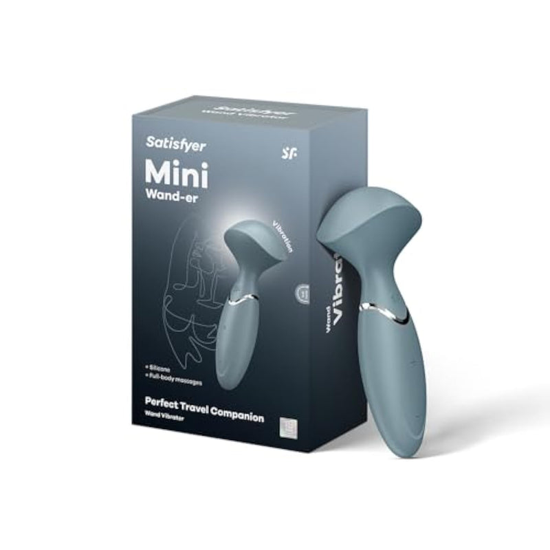 Mini Wand-Er Vibrator Sex Toy | Adult Toys For Women | Wand Vibrator In Travel Size | Vibrating Sexual Pleasure Device | Stimulation Vibrators | Woman Sextoy (Gray)
