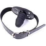Sm Realistic Penis Gag Sex Bondage Mouth Gag With Adjustable Leather Strap For Couple Restraint Set (Length: 6Cm, Silver)