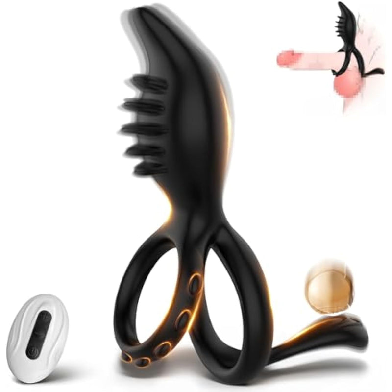 Remote Control Vibrating Cock Ring Clitoral Stimulator, 7 Vibration Penis Ring Vibrator For Men Erection, Silicone Adult Sex Toys For Men Women, Adjustable Perineum G Spot Stimulation Couple Vibrator