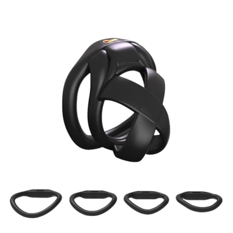 Chastity Cage Male Sex Toys Resin Chastity Devices Small Bondage Gear Accessories Cock Cage With 4 Sizes Rings Adult Toys(S)
