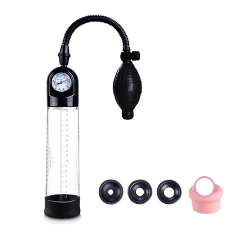 Male Enhancement Device with 3 Cuff Clear Cock Pumps for Erection and Penis Extender Training