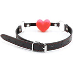 Silicone Heart-Shaped Mouth Ball Adult Sexy Leather Bondage Training Sex Auxiliary Soft Solid Mouth Plug Red Heart