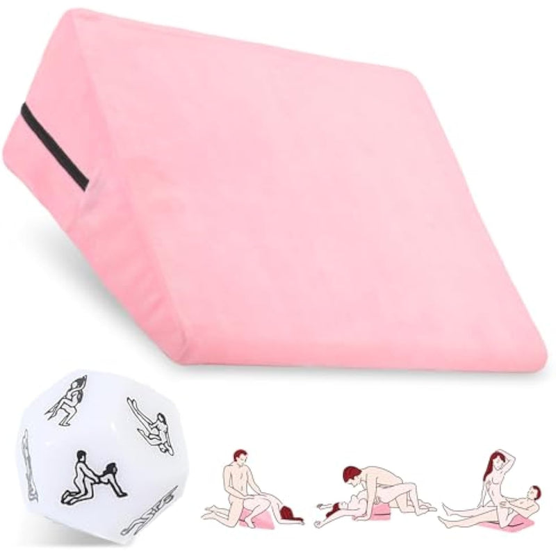 Sex Pillow Wedge Position Pillow Sex Furniture Foam Sex Cushion And Dice Sex Games For Adult Couples (Pink)