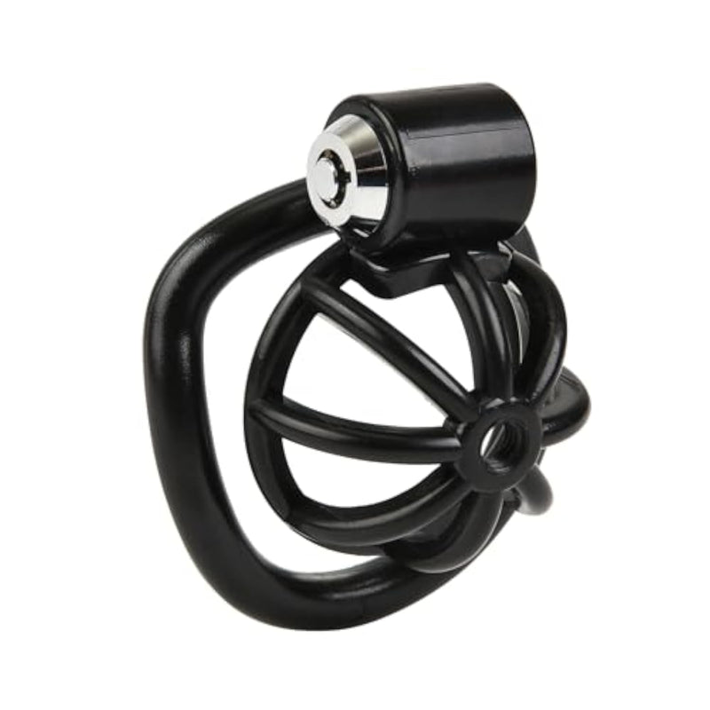 Male Chastity Lock with Adjustable Rings and Push-Button Design for BDSM Enslavement and Domination