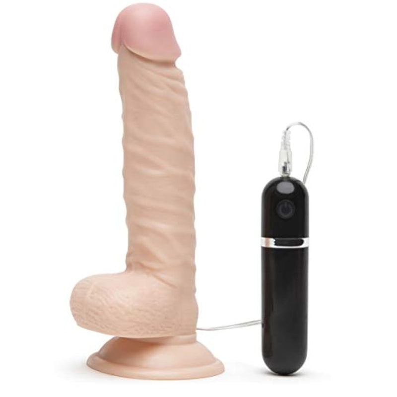 Lifelike Lover Vibrating Dildo - 8 Inch Realistic Dildo - Suction Cup & Wired Remote Control Vibrator For Women - 10 Vibration Functions - Adult Sex Toy - Flesh Pink
