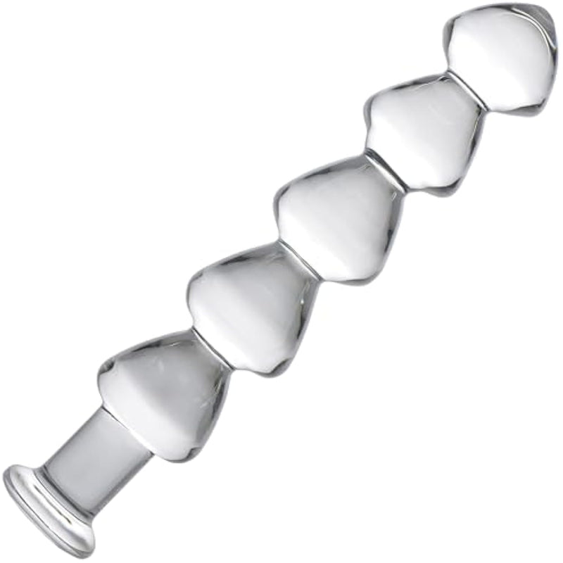 Drops Anal Link Glass Dildo For Temperature Play, Clear