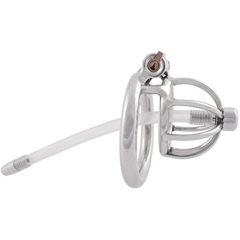 Metal Male Chastity Device Steel Stainless Cock Cage Sex Toy Ring With Tube C140 (1.57 Inch / 40Mm)