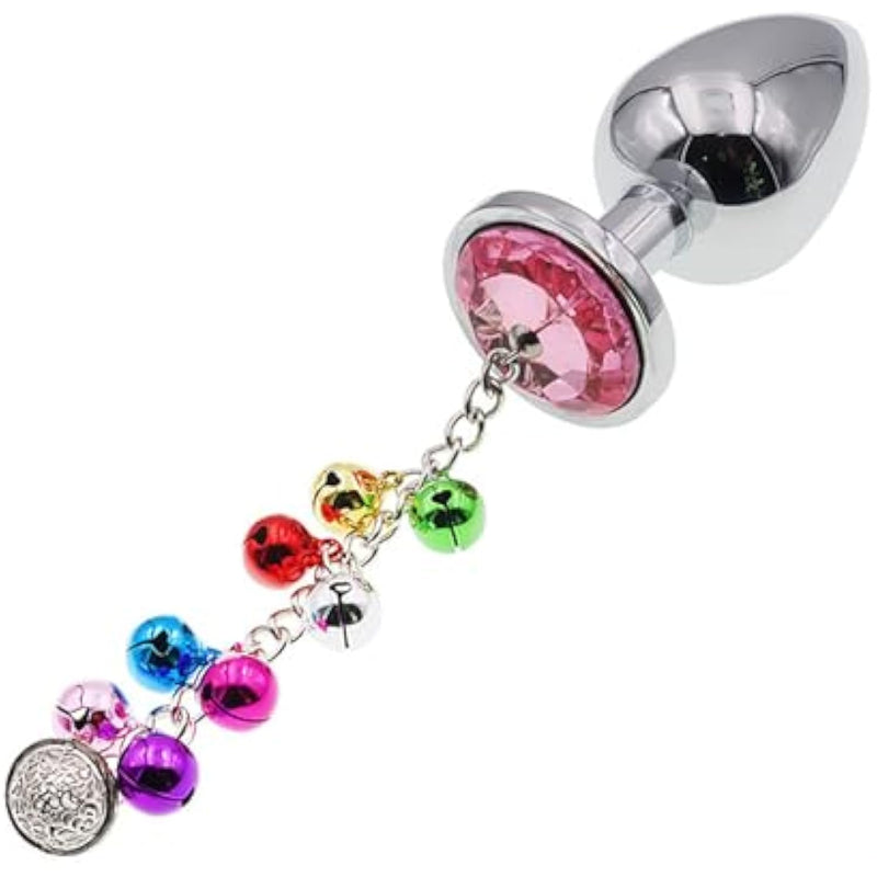 Luxury Stainless Steel Anal Trainer Butt Plug S&M Adult Small Bell Anal Plug Woman Men Sex Gifts Things(Pink,L)
