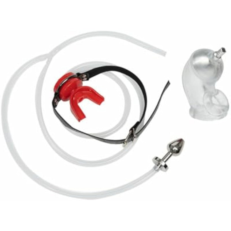 Adjustable Open Mouth Plug Sm Master And Servant Game Props Male Silicone Chastity Cage Chastity Set Metal Hollow Anal Plug Set Couples Pleasure Sex Toy