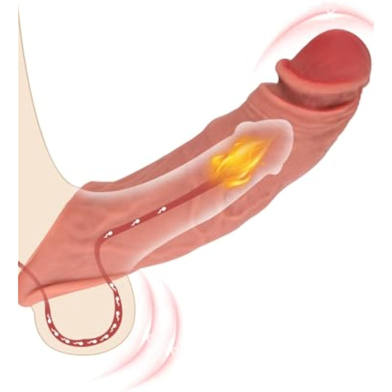 Penis Sleeve, Silicone Cock Sleeve Extension Sheath Penis Ring With Ball Stretcher For Enlarge Thicken, Realistic Dildo Penis Sleeve, Adult Male Sex Toys For Men Couple