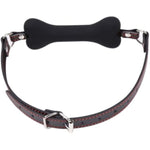 Silicone Dog Bone Gag Mouth Black Pet Bones Gag Bondage Adjustable Mouth Leather Strap Sex Toys Slave Sm Game For Lover Couple (Black)