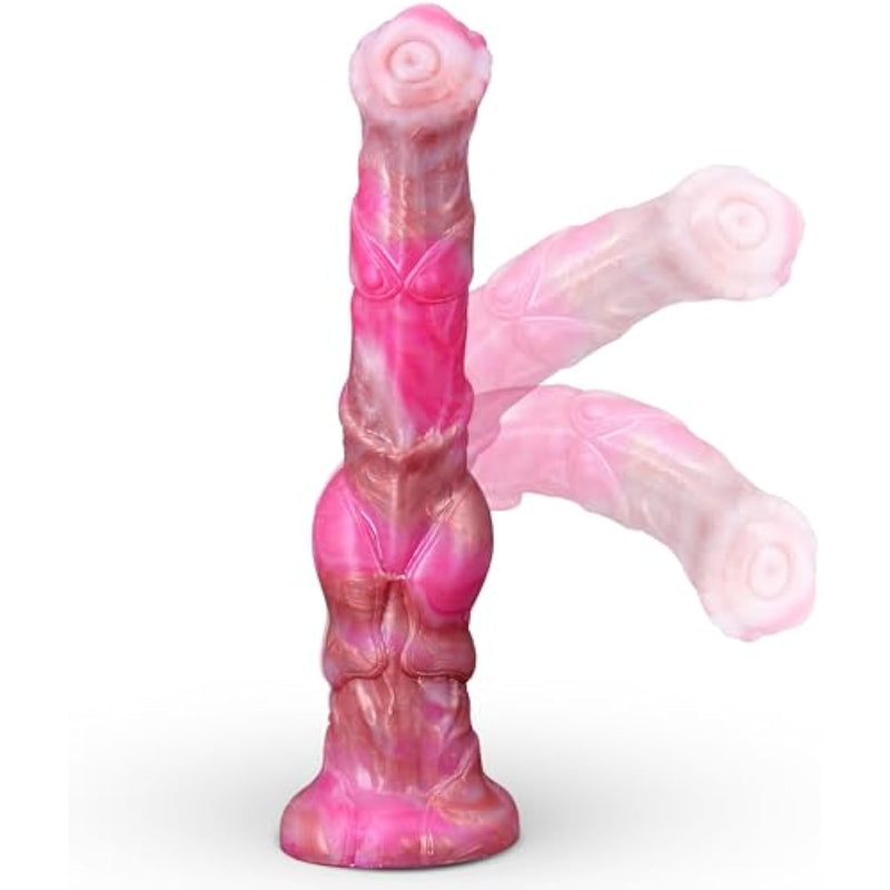 Realistic Long Horse Dildo, 12Inch Monster Dildos With Knot And Suction Cup Thick Waterproof Pink Silicone Dragon Dildo Anal Plug Toys For Women Men G Spot Anal Play