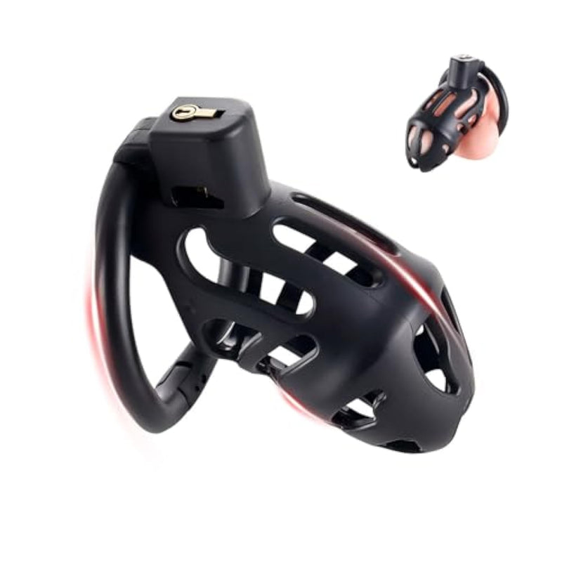 Sex Toys Penis Cage With 3 Different Sized Rings Male Chastity Cages Lightweight And Breathable Used To Restrain Men'S Penises Chasity Devices With Invisible Lock And 2 Keys (Black)