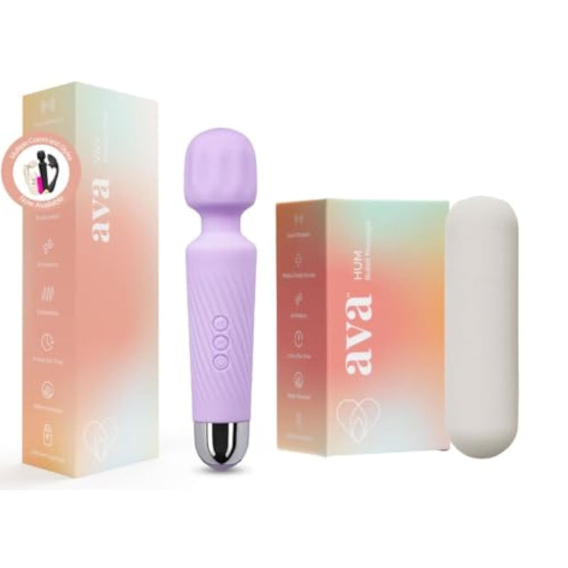 Vibrator Wand Sex Toys [Clit Stimulator Vibrators] - Purple And Bullet Hum Massager - [Mini Vibrator Sex Toy] - Black