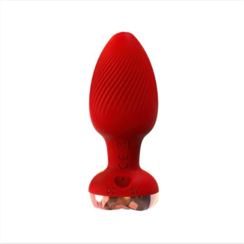 Rose Style Sex Toy Anal Plug Vibrator, Remote Wireless Control Adult Masturbation Anal Plug, Couple Sex Toys (Red)