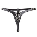 Women's Adjustable Chastity Belt Harness with 3 Rings and PU Leather Strap, Sm Fetish Slaves Erotic Restraints for Butt Plug and Dildo Play