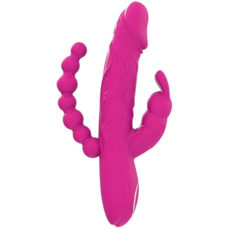 3 In 1 Realistic Dildo Bendable Rabbit Vibrator Anal Beads Women Adult Sex Toys10 Vibration Modes G-Spot, Clitoral, Anal Stimulation For Couples, Women