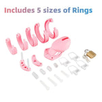 Male Chastity Device with 5 Adjustable Rings and Lock for Penis Exercise and Bondage